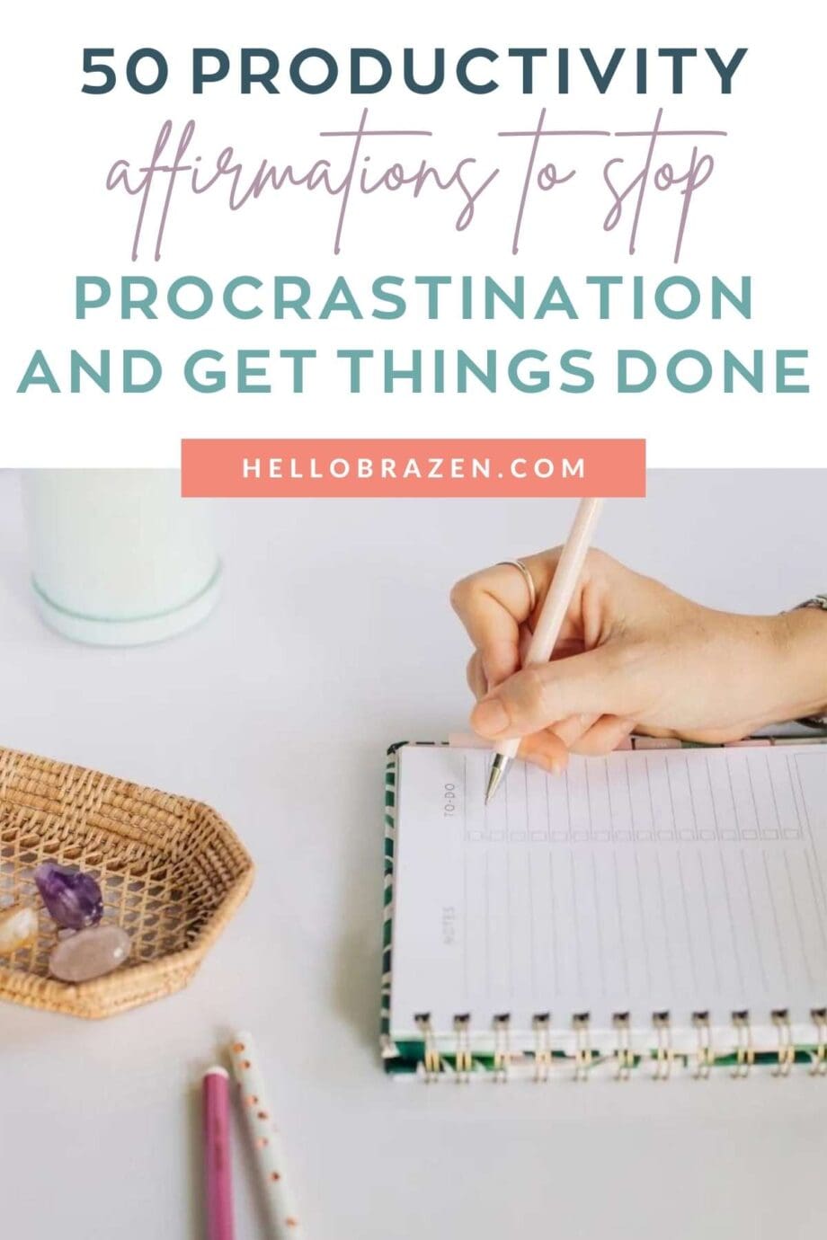 Use these productivity affirmations to stop procrastination and get things done! Repeat them each morning, get into a positive mindset and go!