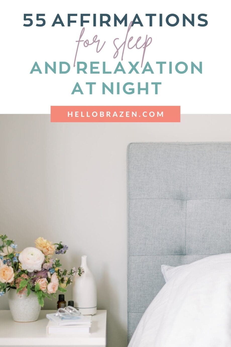 Many things can make it difficult to fall asleep. When we can’t fall asleep, we can’t get good rest which affects all aspects of our lives. To help you fall asleep, here are 55 affirmations for sleep and relaxation at night.