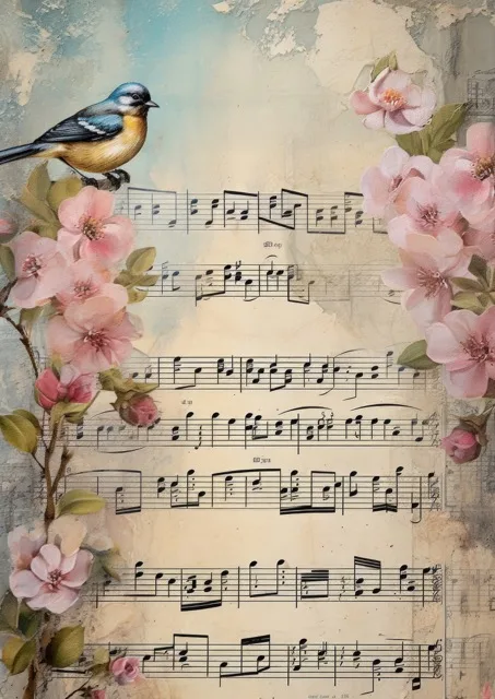 The Vintage Music Sheets Junk Journal Collection. Beautiful junk journal pages crafted on vintage music sheets, accented with vintage birds, florals, bees, and butterflies. Free For Personal and Commercial Use