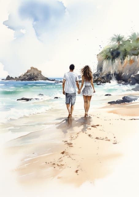 The Romantic Beach Walks Collection is a collection of beautiful and inspiring images of couples walking along the beach in love. Free For Personal and Commercial Use