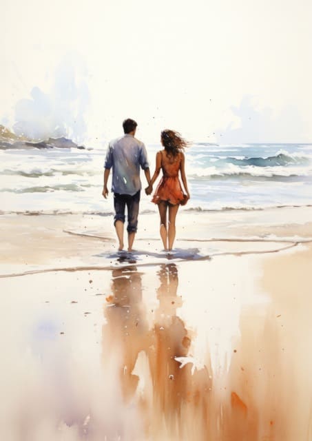 The Romantic Beach Walks Collection is a collection of beautiful and inspiring images of couples walking along the beach in love. Free For Personal and Commercial Use