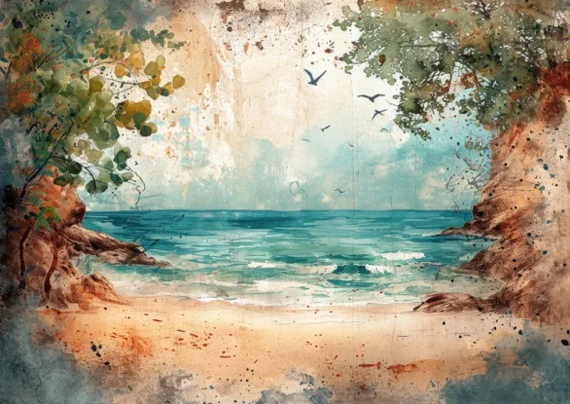 The vintage inspired Coastal Breeze Junk Journal Collection is a collection of beautiful beach landscapes, sunsets over the ocean, and calm serene beaches. Free For Personal and Commercial Use