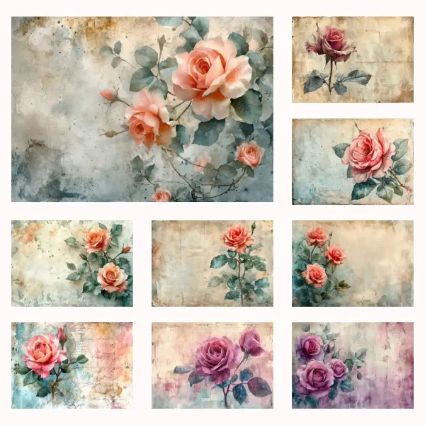 The Vintage Roses Junk Journal Collection is a selection of images, each infused with the timeless elegance and romantic allure of vintage storybook roses. Step into a realm of antique charm with this collection, perfect for crafting your own narrative in the art of journaling or any creative venture. Offered freely for both personal and commercial use, these pages invite you to weave a touch of historical beauty into your projects.