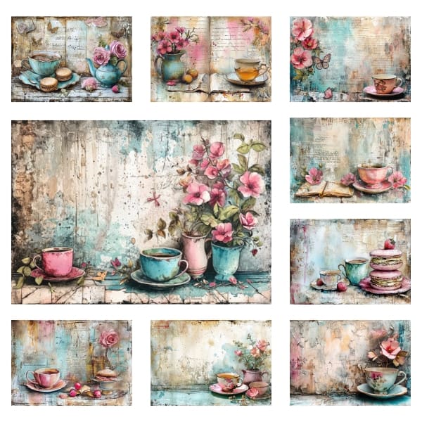 The Vintage Tea Party collection is a curated mosaic of digital pages that echo the splendor of old-world tea times. It showcases a refined palette of pastel-hued tableware, rustic script, and florals in full bloom. This collection transcends the ordinary, offering creators a passport to an era of sophistication. Best of all, each exquisite image is Free For Personal and Commercial Use, ready to adorn your most imaginative ventures.