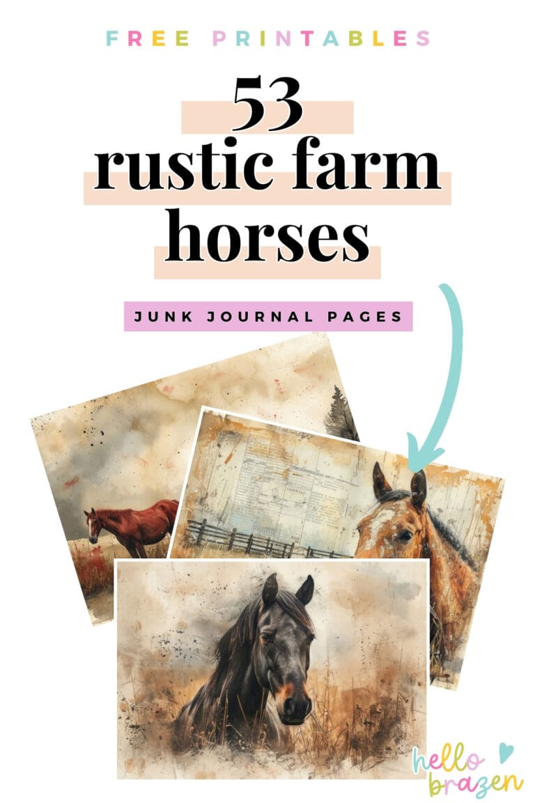 Farm Horses Junk Journal Printables