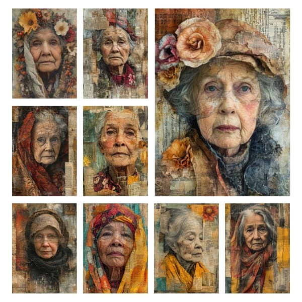 Venture through the pages of history with the "Timeless Matriarchs Collection." This digital trove is brimming with the silent strength and storied gazes of women who've witnessed the ballet of passing years. Elevate your creative projects with these chronicles of resilience, all lovingly made Free For Personal and Commercial Use.