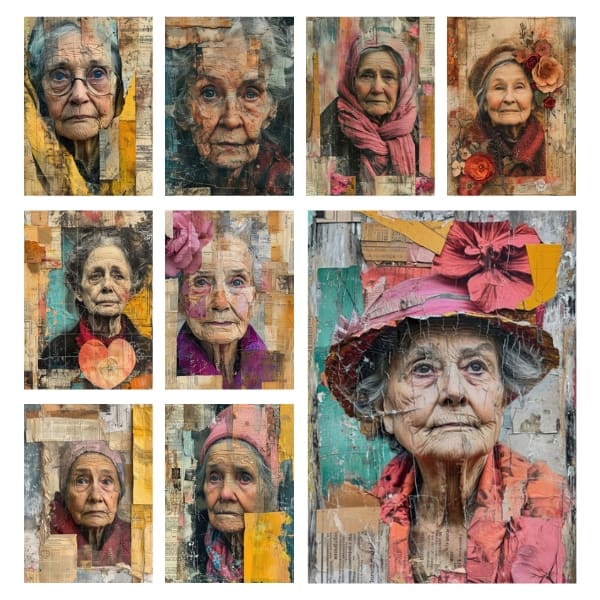 The "Timeless Matriarchs Collection" encapsulates the essence of lives richly lived. Each digital portrait in this collection exudes the wisdom and character only time can bestow. These pages are an artist's archive, yours to transform and transpose, and utterly Free For Personal and Commercial Use. Let these matriarchs' legacies embellish your creative quest.