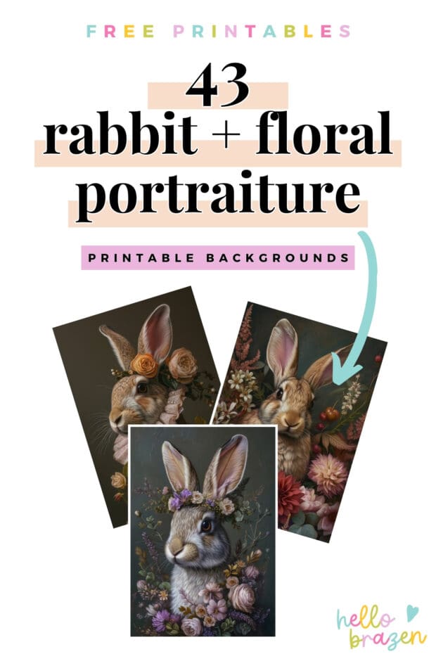 The Rabbits + Florals Portraiture Collection captures the essence of enchanting woodland escapades, featuring poised rabbits surrounded by nature's bounty. These creatively composed images, free for personal and commercial use, weave a visual narrative that is both whimsical and elegant, perfect for infusing a dash of fantasy into any project or product line.