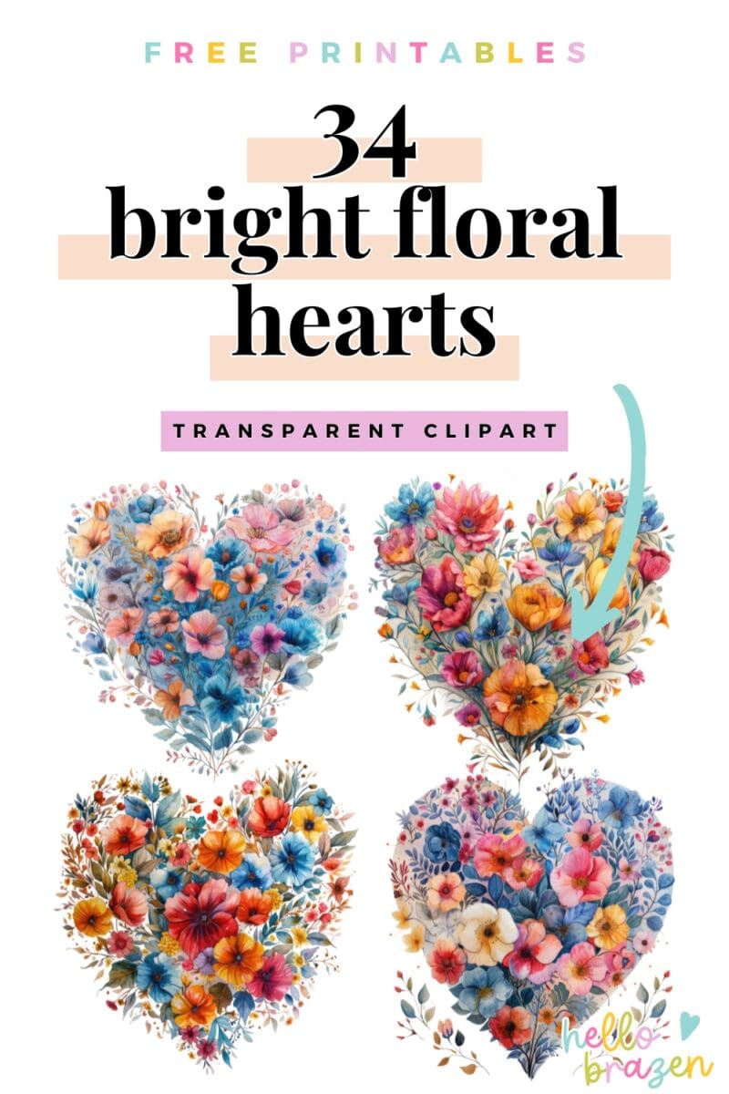 Bright Floral Hearts Clipart Collection - Hello Brazen